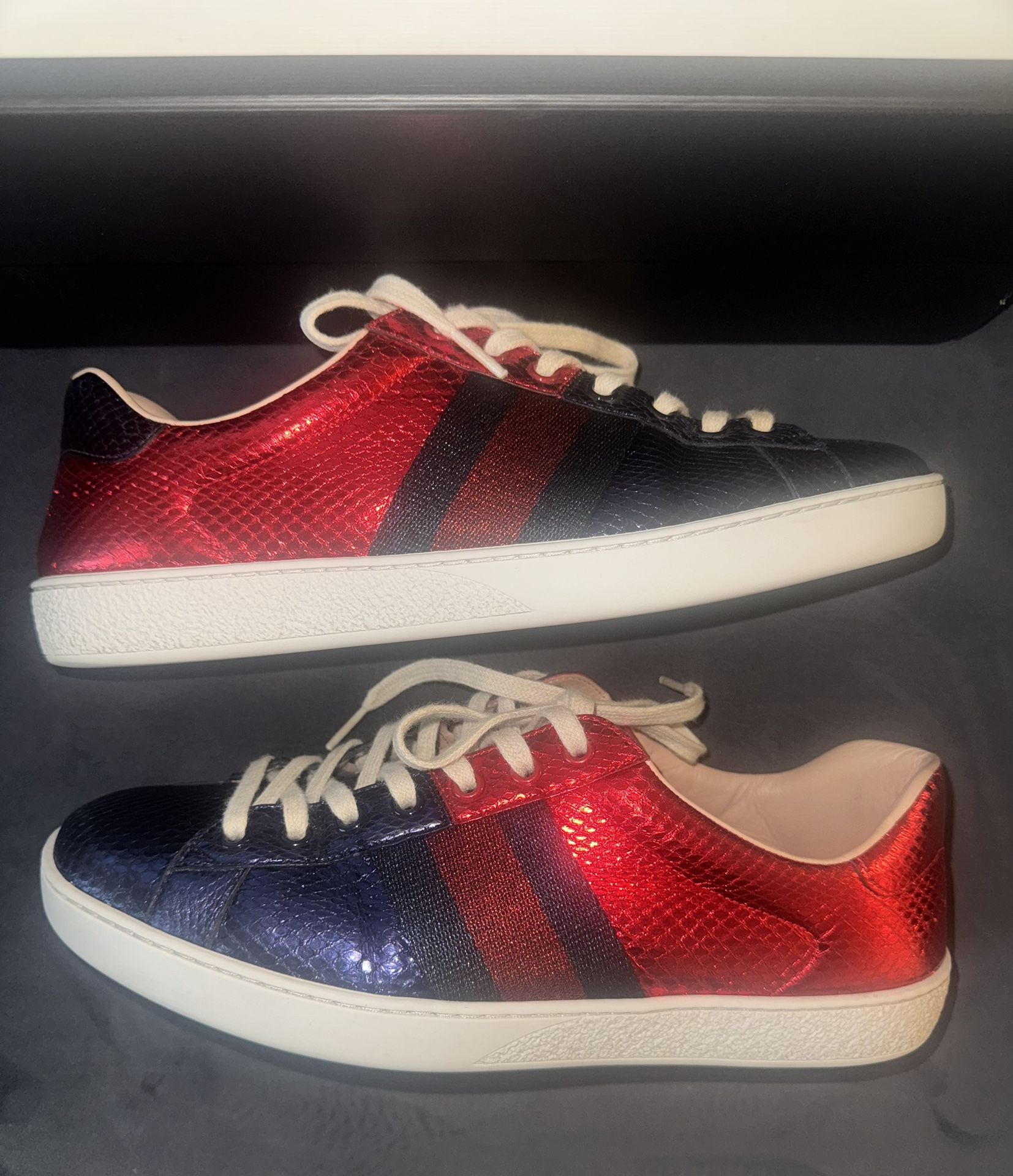 Gucci Ace ‘Red & Blue Metallic Snakeskin’ Size 7 UK 8 US Men’s