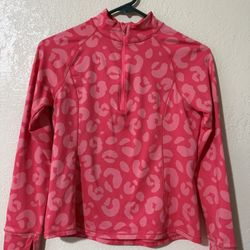 DSG Compression Zip Up Top Hot Pink Leopard Print Size Large (14)