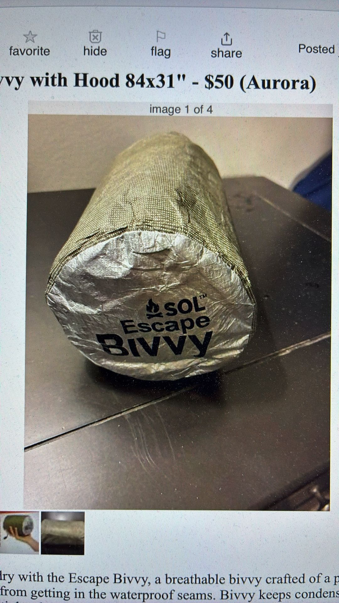 Escape Bivvy with Hood 84x31”