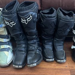 Various Sizes And Makes Of Dirt Bike Boots