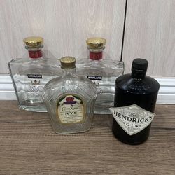 4 Emptied Glass Bottles For Flower Vase Or Any DIY Decor Project Take All For Price Listed 
