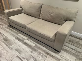 Beige Fabric Three-Seat Sofa