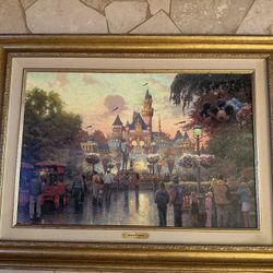 Thomas Kinkade Disney Disneyland 50th Anniversary 24x36 Oil on Canvas with COA