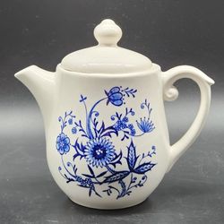 Vintage Porsgrund Norway Blue & White Porcelain Teapot - Scandinavian Pottery