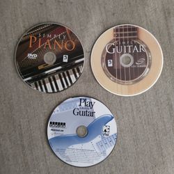 Piano, Acoustic And Electric Guitar Instructional DVDs For Sale (Set Of 3)