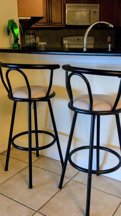 Set of 2 Metal Swivel Bar Stools - Counter Height
