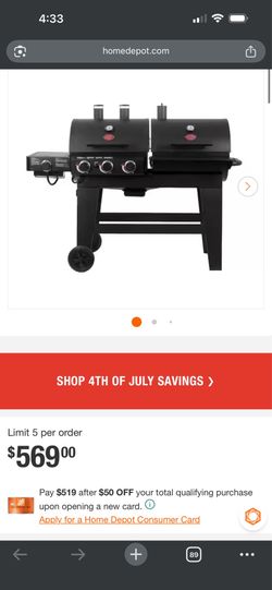 char griller Double Play 1,260 sq., in. 3-Burner Gas and Charcoal Grill in Black