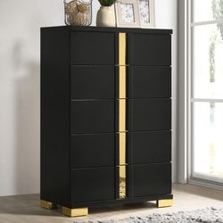 Black Wood Chest W/ Gold 