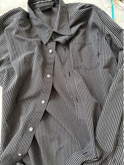 long sleeve black and white striped button up