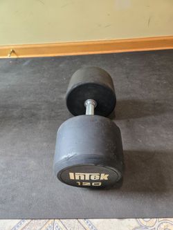 Single 120lb Intek Rubber Roundhead Dumbbell