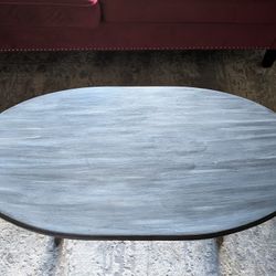 Grey Painted Wood Oval Coffee Table 