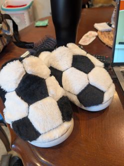 Plush Soccer ball house slippers