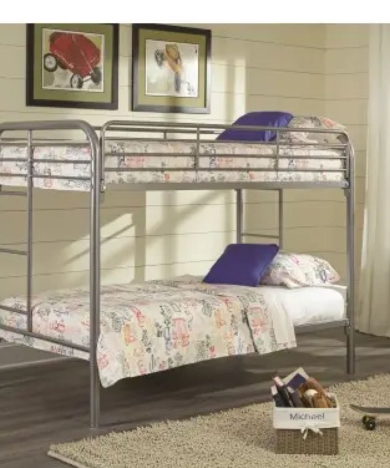 Gray Metal Bunk bed Frame Only Twin Over Twin