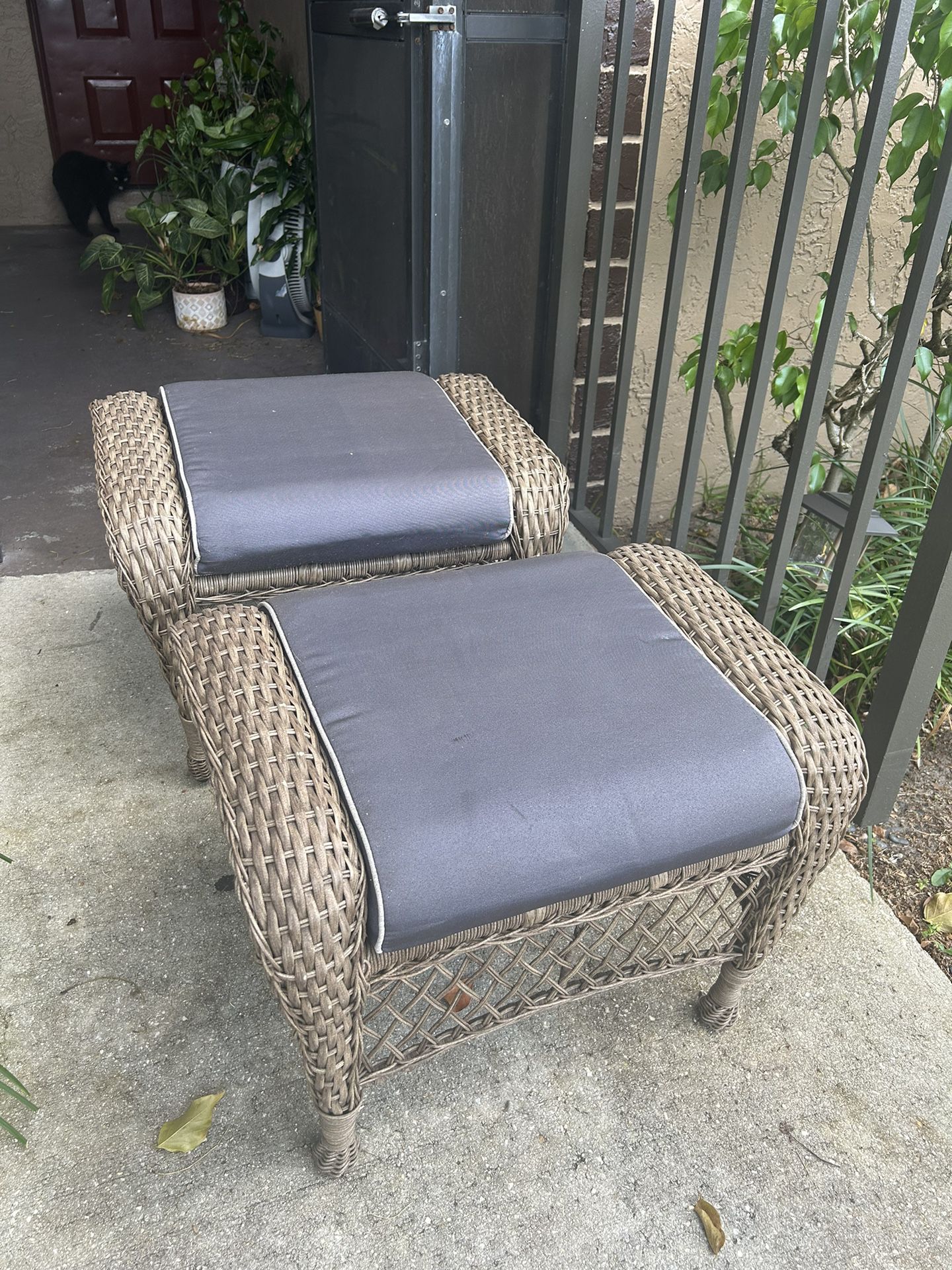 Patio Furniture Foot Stool Set of Two (2) 