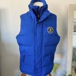 Abercrombie Fitch Vest Mens Medium Blue Puffer Full Zip Button Pockets