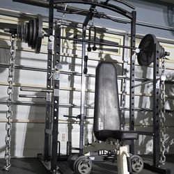 《FREE LOCAL DELIVERY》SQUAT RACK + ADJUSTABLE BENCH + OLYMPIC WEIGHT PLATES + OLYMPIC BARBELL + DUMBBELLS + 6 FT STRAIGHT CURL BAR