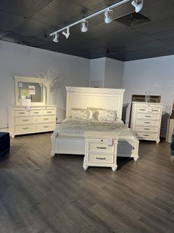 White 4PC King Bedroom Set