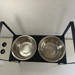 Elevated Dog Bowls Stand with 2 Stainless Steel Food & Water Bowls