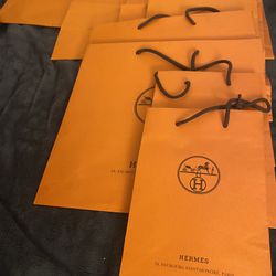 Hermes orange shopping bag lot x4