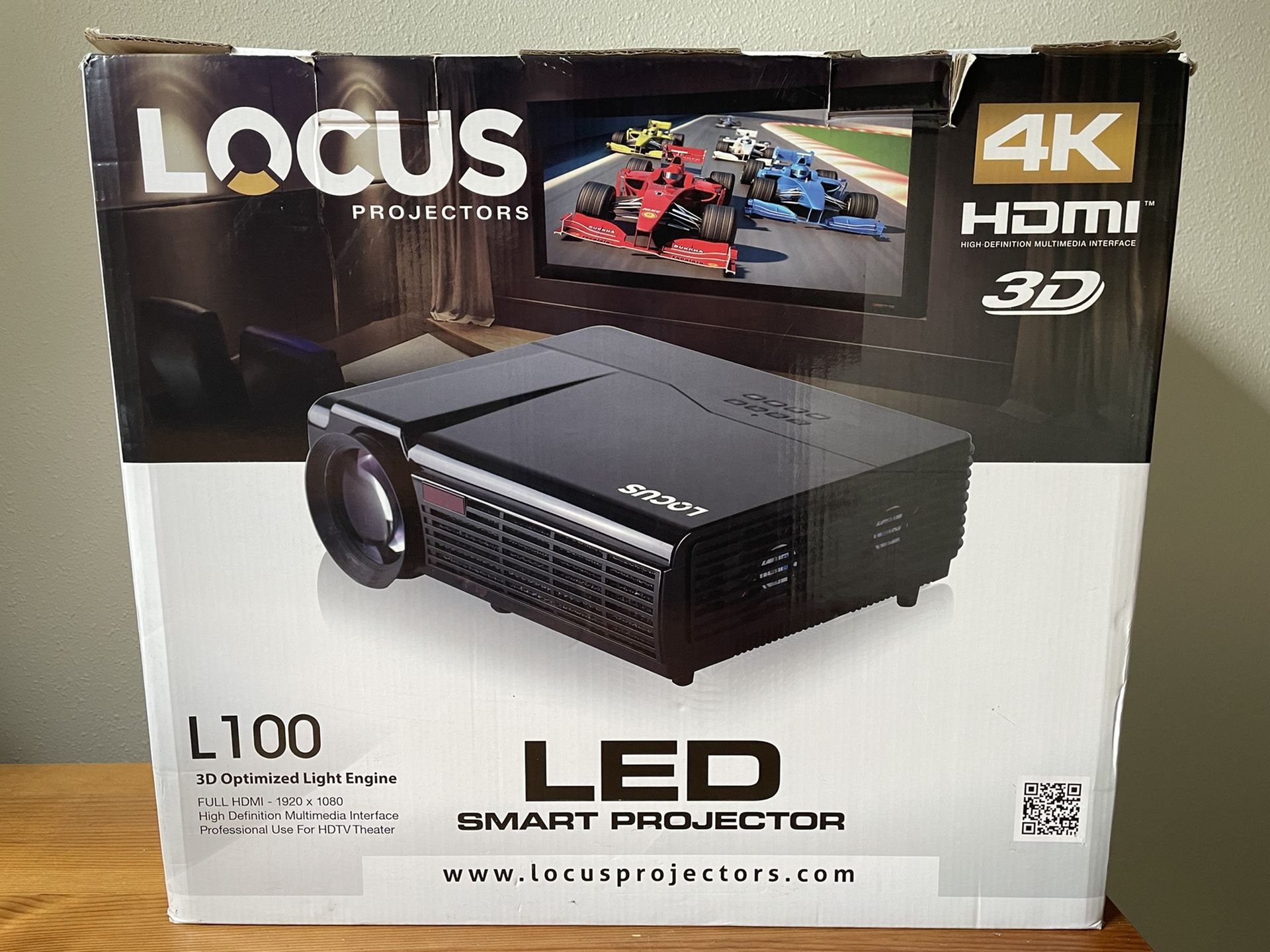 Locus Projectors L100 LED Smart Projector 4K HDMI 3D 1920x1080p “CHECK PHOTOS FOR SPECS”