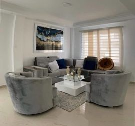 Gray Velvet Living Room Sofa Set