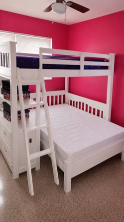 White wooden Bunk bed Full over Full $400 OBO