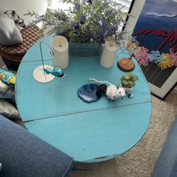 Turquoise Wood Coffee Table