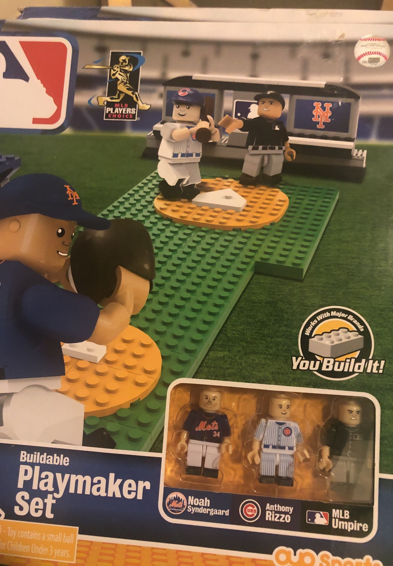Oyo Sports Buildable Playmaker Set. 87 Pieces. Syndergaard, Rizzo & Umpire. LEGO Compatible.