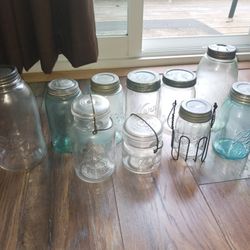 Vintage Antique Mason Jars 🫙 Galore Blue Ball Drey Michigan  Atlas Kerr ETC. 