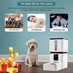 Automatic Cat Feeders with Camera, 8L Smart 5G WiFi Dog Feeder 1080P HD Video Night Vision 2-Way Audio APP Control 