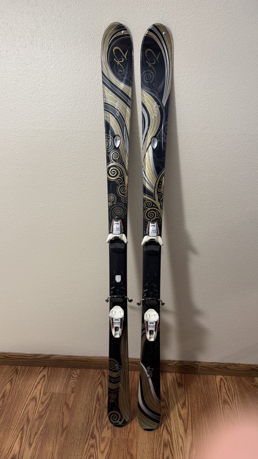 K2 One Luv 163cm Women's Skis with Marker Bindings.