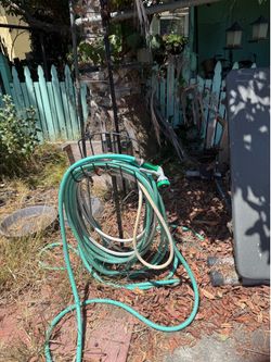 Garden Hose + Holder Stand Set