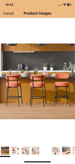 28 '' Bar Stools Set of 3, for Kitchen Island. Orange