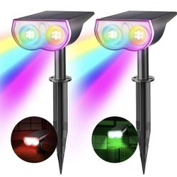 Consciot Solar Spot Lights Outdoor, Halloween Decorations 22 LEDs IP67 Waterproof Color Changing Solar Outdoor Lights, 8 Colors, 2-in-1 Adjustable Wal