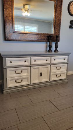 NICE LONG GRAY AND WHITE DRESSER