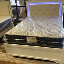 White Bed Frame With Led Lights 