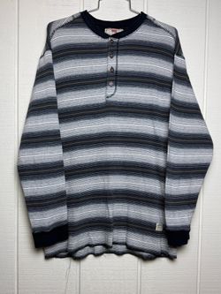 Levi’s Men’s Striped Thermal Henley Shirt Long Sleeve Blue Gray Size M Cotton