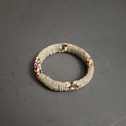 Handmade African Maasai Beaded Roll Bangle Bracelet 2 3/8" Opening 