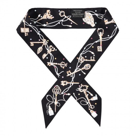 Authentic Hermes Les cles A Pois Twilly Black