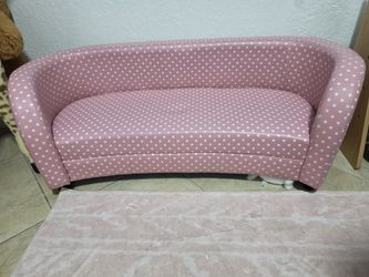 Child Size Pink Poka Dot Sofa