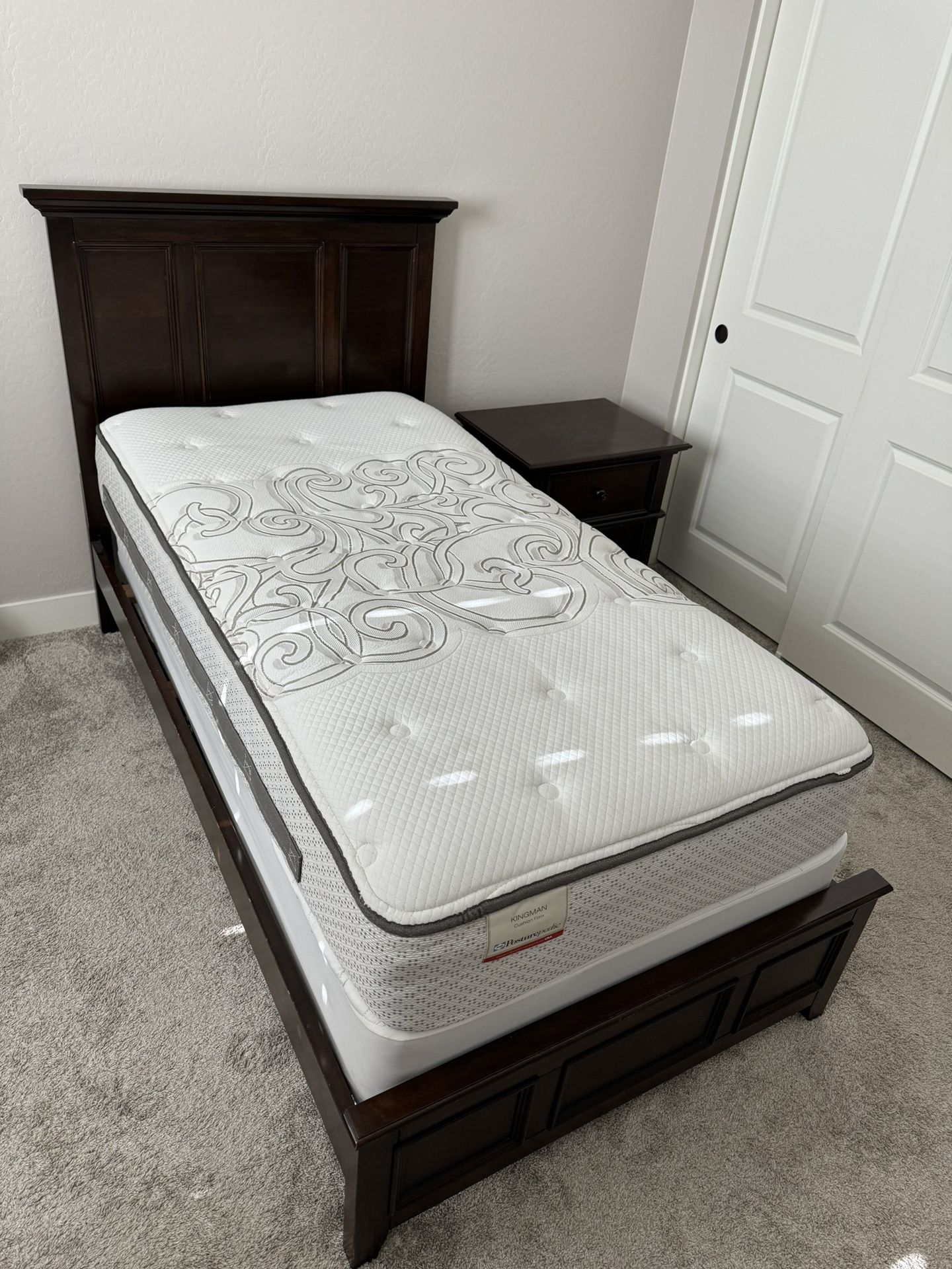 Twin Bed, Night Stand and Mattress