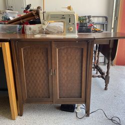 Sewing Machine Cabinet With Singer Sewing Machine 