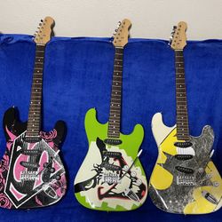 Lot Of 3 Electric Guitars Batman Joker Superman 