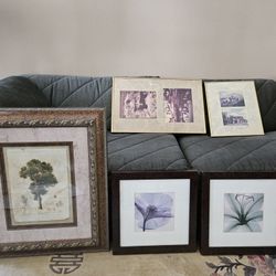 5 PICTURES WITH Large GLASS AND FRAMES 