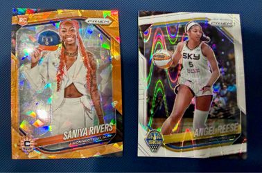 2025 Panini Prizm WNBA Angel Reese Silver + Saniya Rivers Orange Ice RC Lot