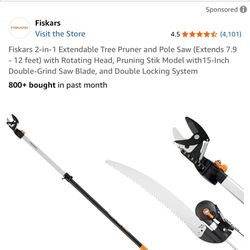 New Fiskars 2in 1 Expandable Tree, Pruner, And Saw