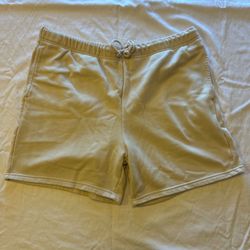 NO BOUNDARIES Men’s L 36-38 Jogger Shorts Soft Fleece 5” Inseam Drawstring Cream