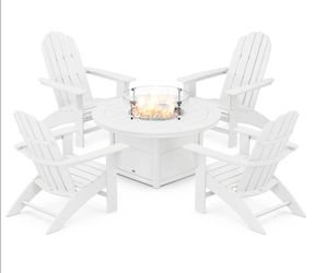 Polywood Fire Pit and Adirondack Chairs Set