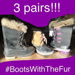 3 Pairs Of Women’s Winter Boots With Fur