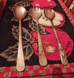 Silver plated. Big spoon and 2 big forks